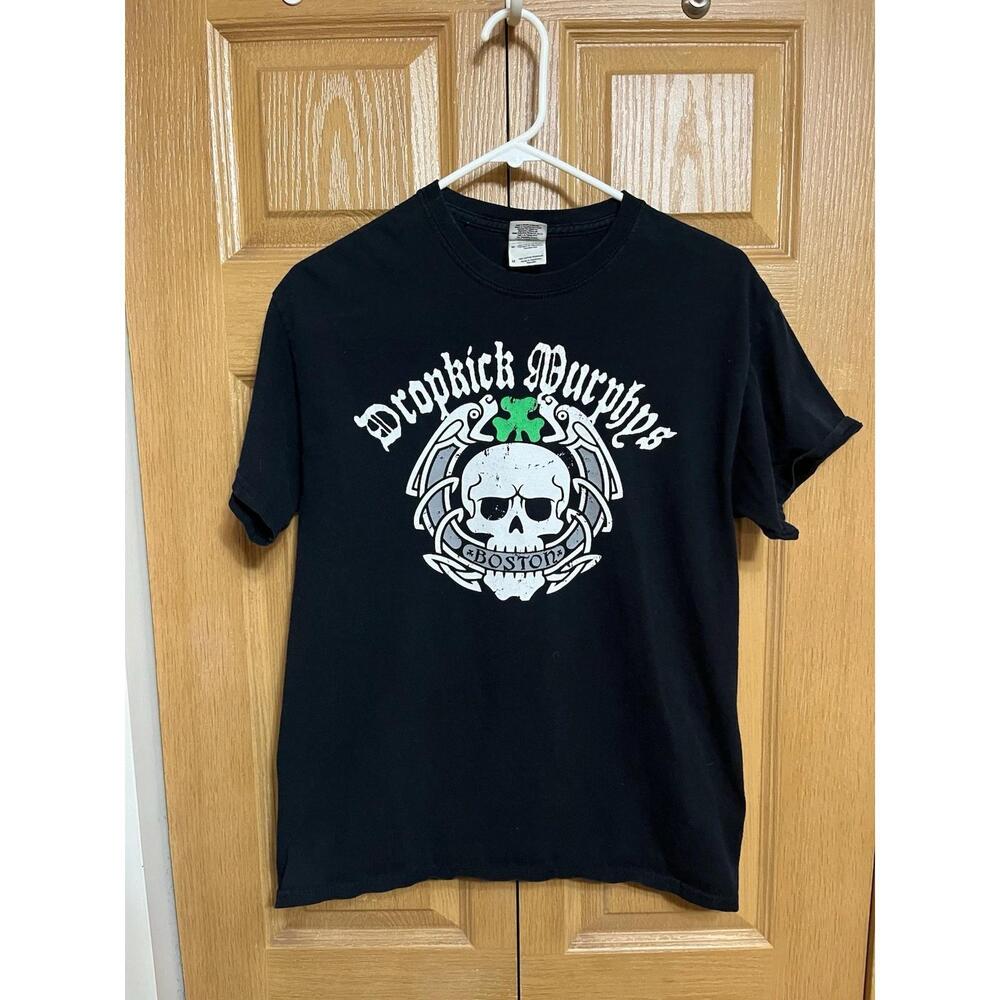 Dropkick Murphys Boston Skull T Shirt M Black Shamrock Celtic Punk Band Tee